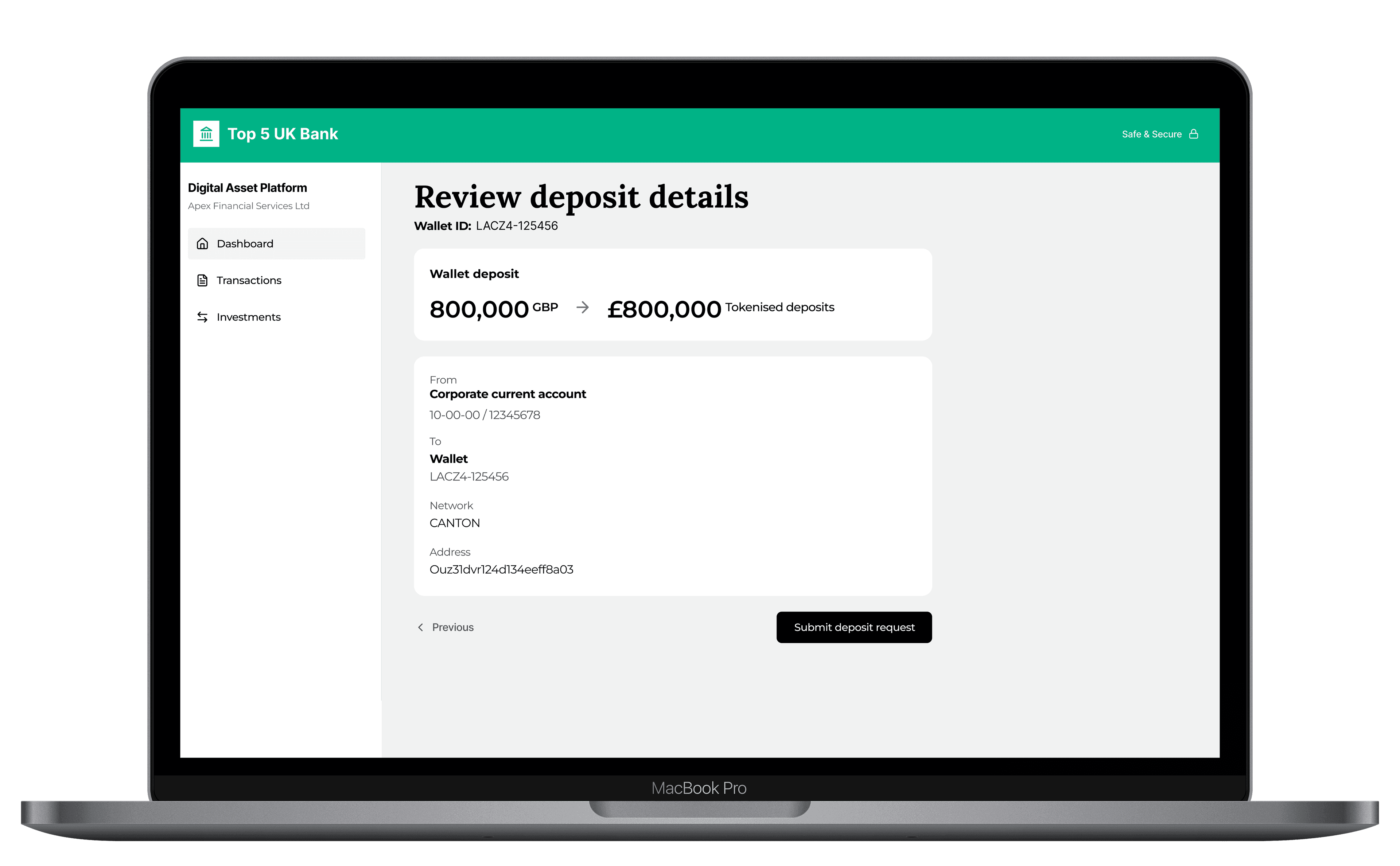 Adding funds interface