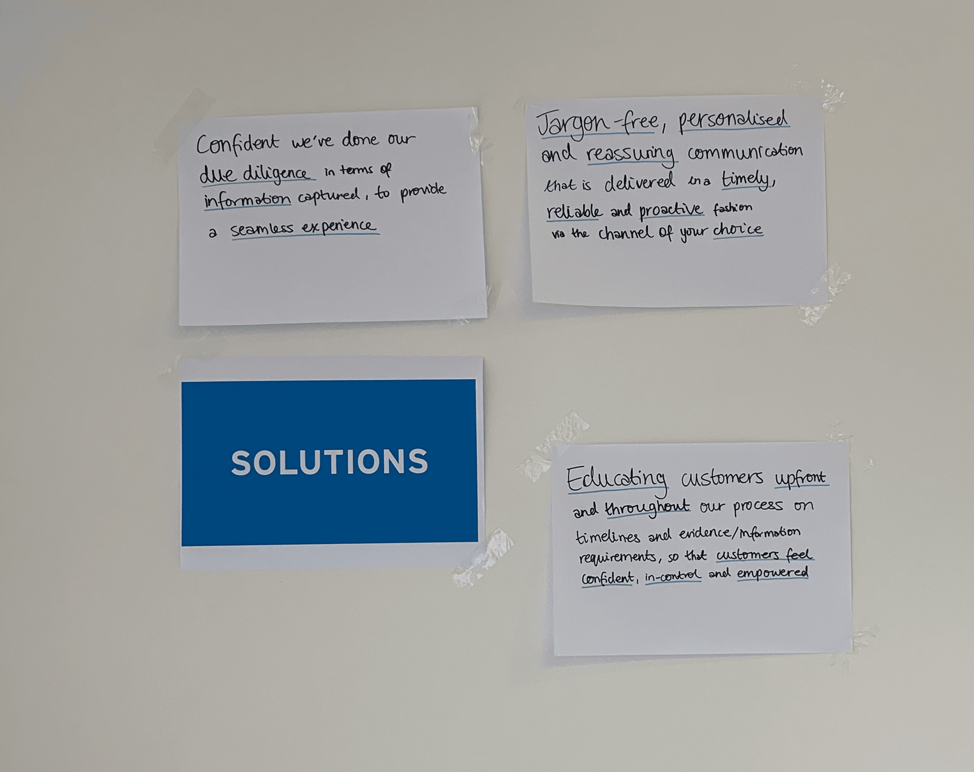 Customer experience principles created during the workshop